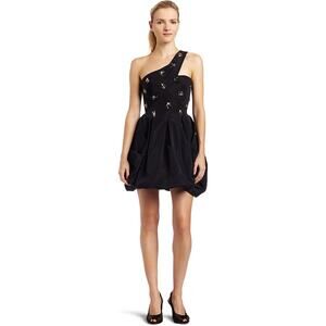 BCBGMAXAZRIA Bubble Hem Embellished Black Mini Dress